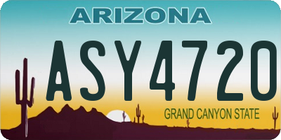 AZ license plate ASY4720