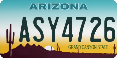 AZ license plate ASY4726