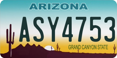 AZ license plate ASY4753