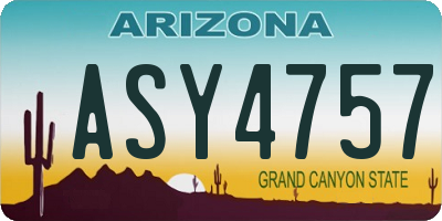 AZ license plate ASY4757