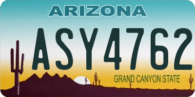 AZ license plate ASY4762
