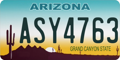 AZ license plate ASY4763