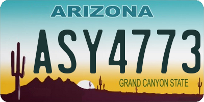 AZ license plate ASY4773