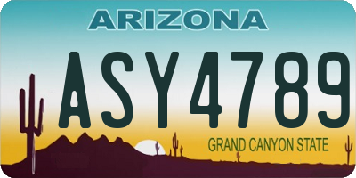 AZ license plate ASY4789