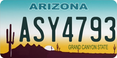 AZ license plate ASY4793