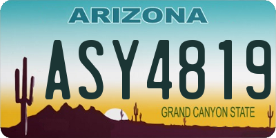 AZ license plate ASY4819