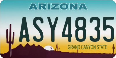 AZ license plate ASY4835