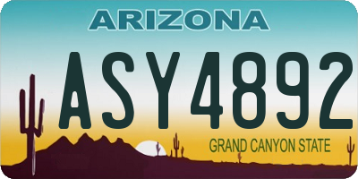 AZ license plate ASY4892