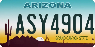 AZ license plate ASY4904