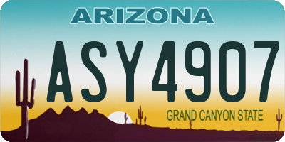 AZ license plate ASY4907