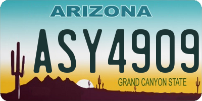 AZ license plate ASY4909