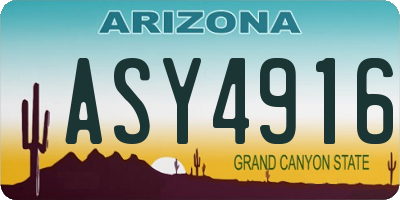 AZ license plate ASY4916