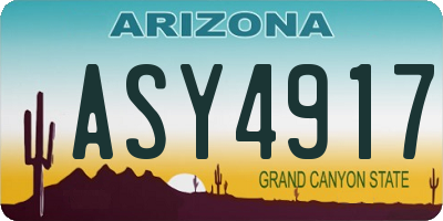 AZ license plate ASY4917