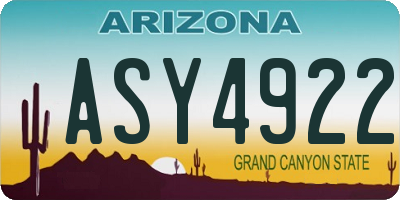 AZ license plate ASY4922