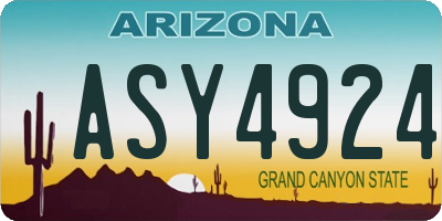AZ license plate ASY4924