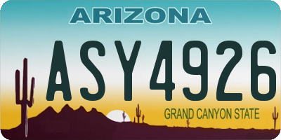 AZ license plate ASY4926