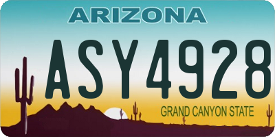 AZ license plate ASY4928