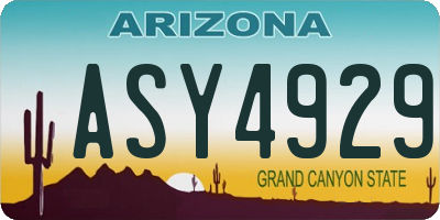 AZ license plate ASY4929