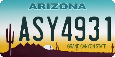 AZ license plate ASY4931