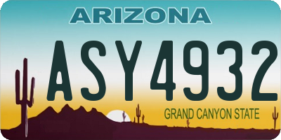 AZ license plate ASY4932