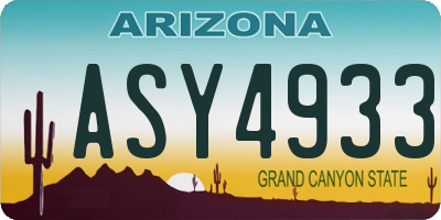 AZ license plate ASY4933