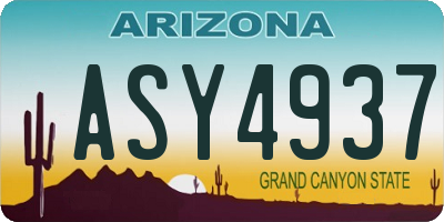 AZ license plate ASY4937