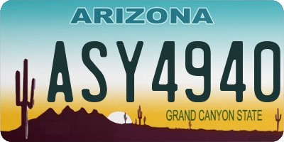 AZ license plate ASY4940