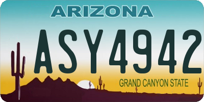 AZ license plate ASY4942