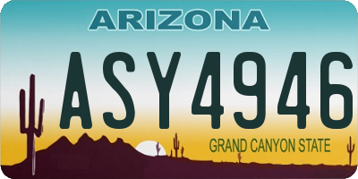 AZ license plate ASY4946