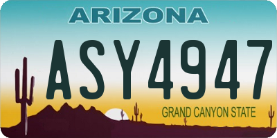 AZ license plate ASY4947