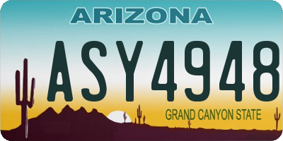 AZ license plate ASY4948