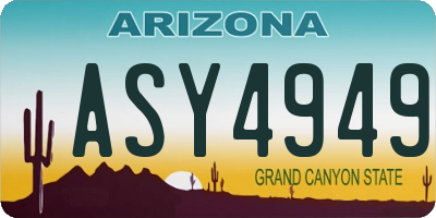 AZ license plate ASY4949
