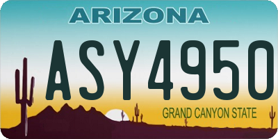 AZ license plate ASY4950