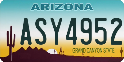 AZ license plate ASY4952