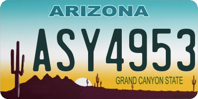 AZ license plate ASY4953