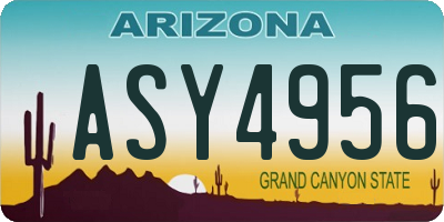 AZ license plate ASY4956
