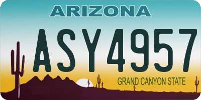 AZ license plate ASY4957