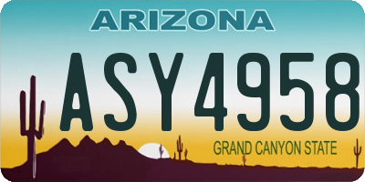 AZ license plate ASY4958