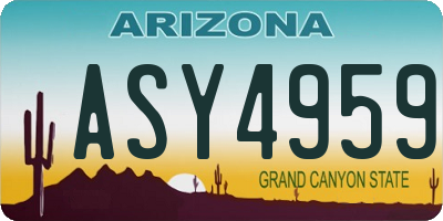 AZ license plate ASY4959