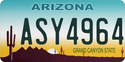 AZ license plate ASY4964