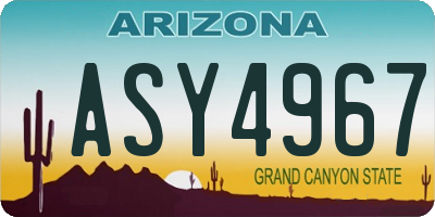 AZ license plate ASY4967