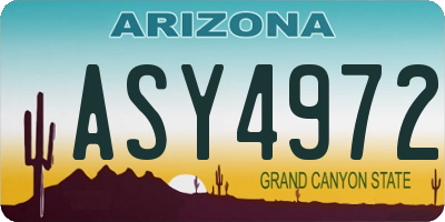 AZ license plate ASY4972
