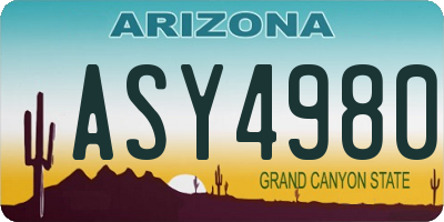 AZ license plate ASY4980
