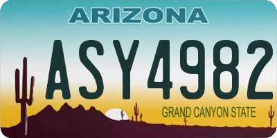AZ license plate ASY4982