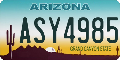 AZ license plate ASY4985