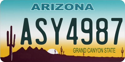 AZ license plate ASY4987