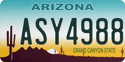 AZ license plate ASY4988
