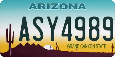 AZ license plate ASY4989