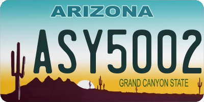AZ license plate ASY5002