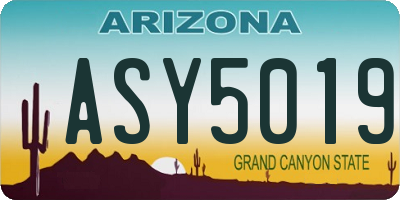 AZ license plate ASY5019
